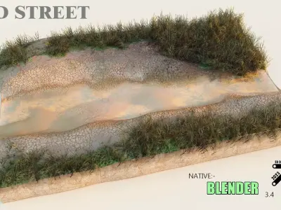 River Track Low-poly 3D model