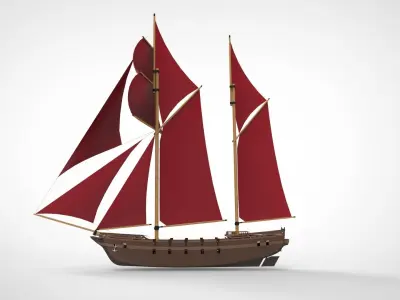 Pirate Ship sailing wa 3D model