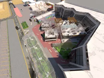 Commercial Courtyard Retail Center A29 DWG SketchUp 3D model