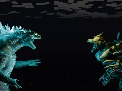 GODZILLA vs KIRYU Free low-poly 3D model