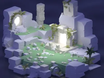Ancient Portals - Ancient environment PART2 Low-poly 3D model