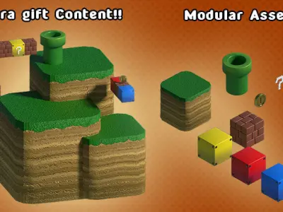 Bowsette with Modular Assets 3D model