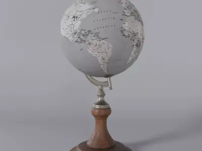 Globe World Map-vintage table globe Low-poly 3D model