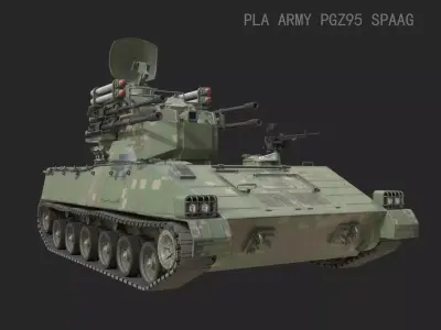 4 coatings of PLA Army PGZ95 Self-Propelled Anti-Aircraft SPAAG Low-poly 3D model