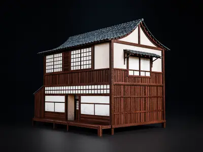 JAPAN TRADITIONAL BUILDING 001 Low-poly 3D model