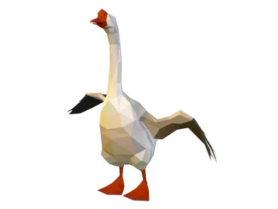 Animated Black Goose Lowpoly Art Style Low-poly 3D model