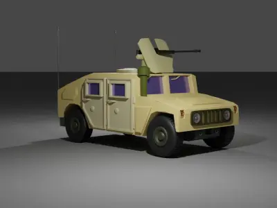Hummer military vehicle with gun Low-poly 3D model
