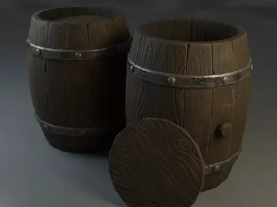 stylized barrel Free low-poly 3D model buy