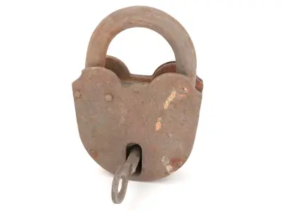 Padlock with Key Low-poly 3D model