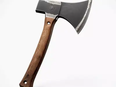Rustic Steel Wood Handle Axe 3D model