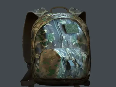 Backpack military combat Black baggage Low-poly 3D model