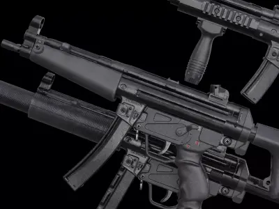 MP5A3 MP5SD3 with Silencer Scope Mount Rail Grip Low-poly 3D model