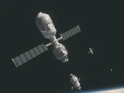space solar panels and radiators bundle  kitbash  Low-poly 3D model