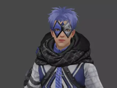 Cyber X 2 character in futuristic outfit Low-poly 3D model