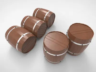 Wooden barrels 3D model