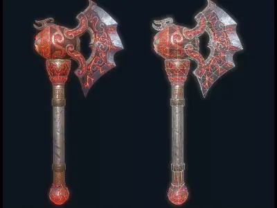 FireAxe 3D LowPoly Game Model Weapon Free low-poly 3D model