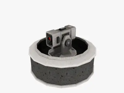 Low poly Sci-fi Cannon Turret Low-poly 3D model