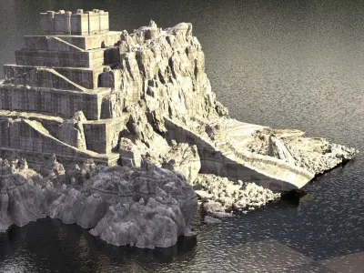 Ziggurat ancient structure 1 3D tiled texture provided  3D model