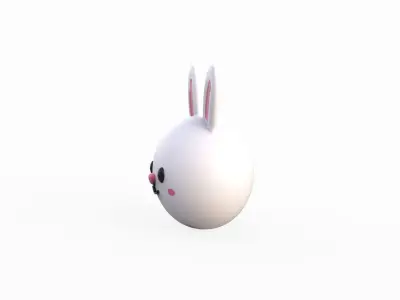 Cartoon Rabbit Head  Low-poly 3D model