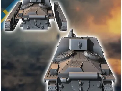 Stormartillerivagn Sav m43 Swedish assault gun - miniatures tabl 3D print model