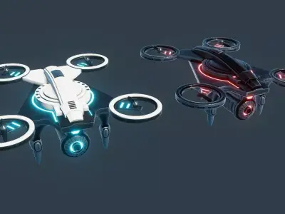 Sci Fi Quadcopter Drone Low-poly 3D model