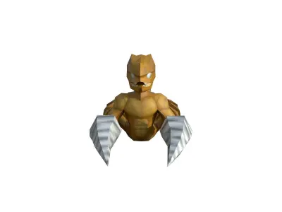 Scorpion golden man holding sword Low-poly 3D model