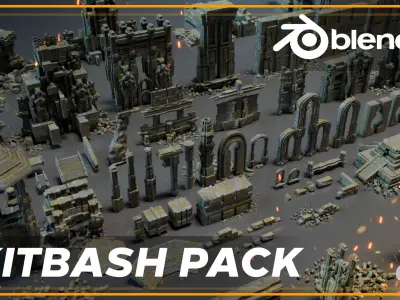 Ancient Temple  Kitbash Asset Pack Low-poly 3D model