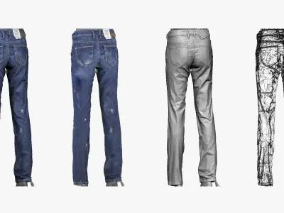 001273 blue jeans Low-poly 3D model