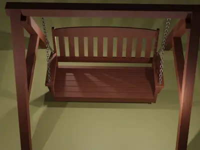 Wooden outdoor porch swing chair Free 3D model