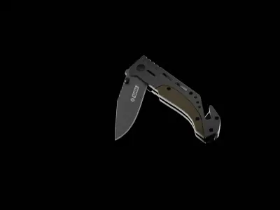 Kandar folding survival knife Low-poly 3D model