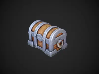 Model Parate chest Wood box Props Low-poly 3D model