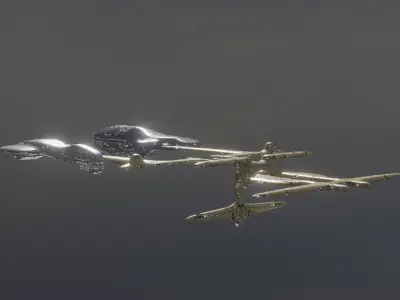 Space Station with 2 Spaceship 3D model