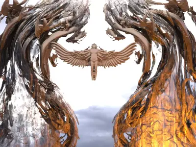 Angel horde wave sculpture 3D model