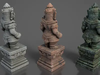 Ancient Khmer Statue21-250523 Low-poly 3D model