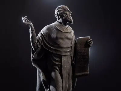 The statue of the Sage Low-poly 3D model