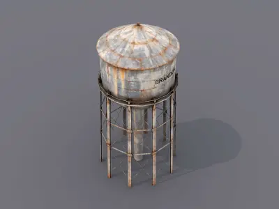 Water Tower Low-poly 3D model