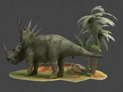 Coelurosaurs triceratops herbivores ancient creatures Slasher 3D model