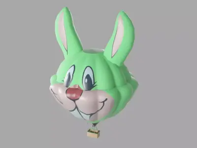 Rabbit Hot Air Balloon Low-poly 3D model