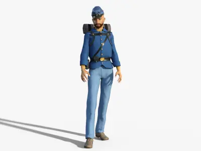 American Civil War Union Officer - Billy Yankee Rigged Low-poly 3D model