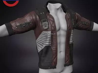 Sci fi cyberpunk jacket Game ready v1 Low-poly 3D model