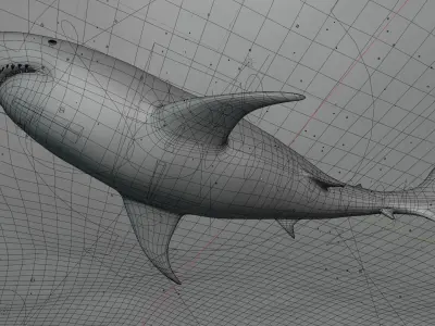 Realistic Great White Shark - Game Ready Rigged and Animated Low-poly 3D model