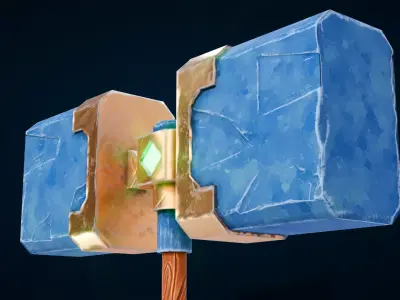 Stylized Stone Hammer Low-poly 3D model