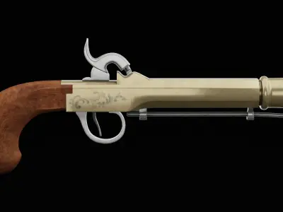 Pirate Hand Gun Low-poly 3D model