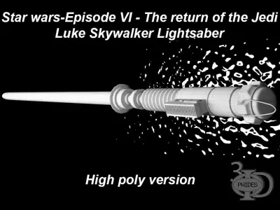 Luke Lightsaber high poly version 3D model