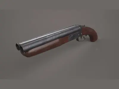 Sawed Off Shotgun - PBR Weapon and Game Ready Low-poly 3D model
