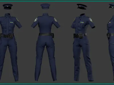 female police uniform with texture 3D model