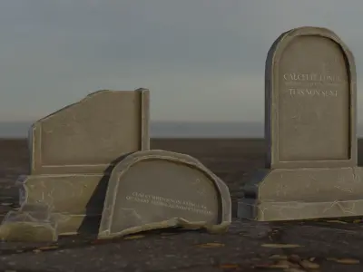 Hand Sculpted cemetery gravestones part 7 Low-poly 3D model