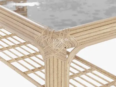 Low Poly Rattan Table Game Ready Free low-poly 3D model