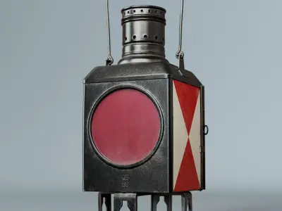 Vintage Railway End-Of-Train Lantern - German Railway 3D model
