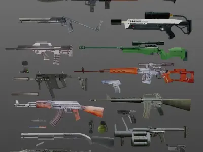 PS1 Weapons Pack Low-poly 3D model
